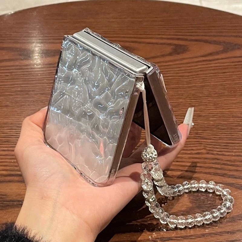 Luxury Water Ripple Clear Soft TPU Case with Bead Bracelet Accents