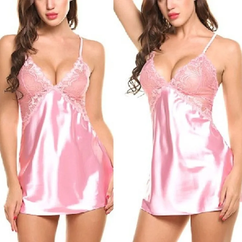 Women Pajamas Mesh Nightdress V-Neck Night Wear Home Clothes