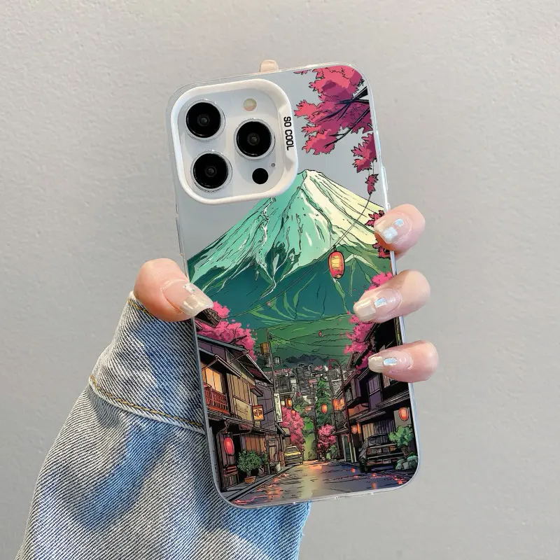 Neue Fuji-Berg-Straßenansicht Laser-Handyhülle für iPhone 17 15 14 Pro Max Plus 16 Pro Max 13 12 Mini 11 Pro Max Stoßfeste Schutzhülle – Detail 11
