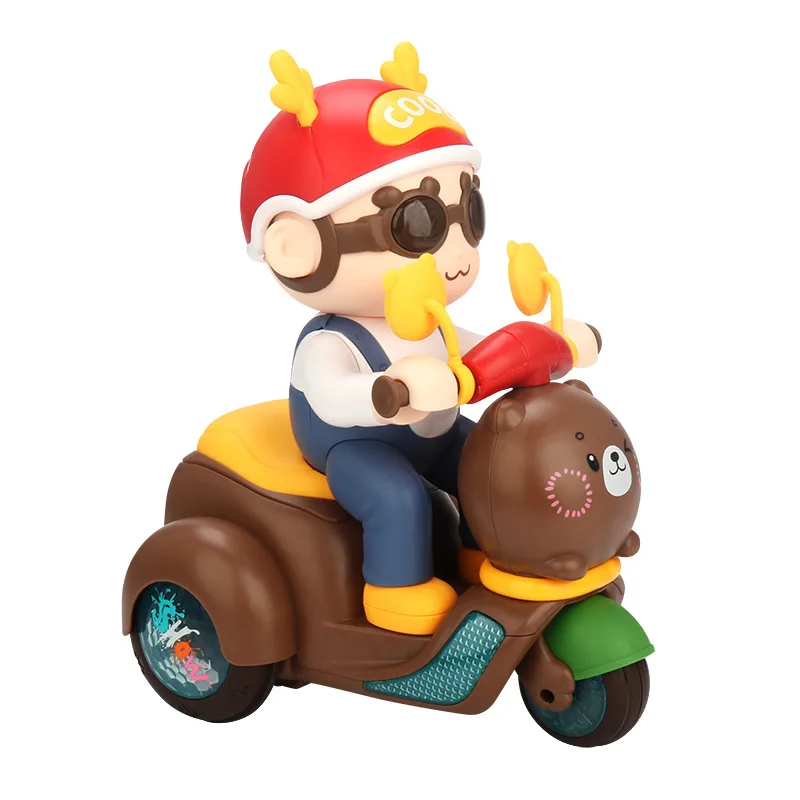 

New Funny Dance Cute Fun Dynamic Motorcycle, Music Lighting Bear Stunt Tricycle Children's Toys,Birthday Gift For Boys And Girls