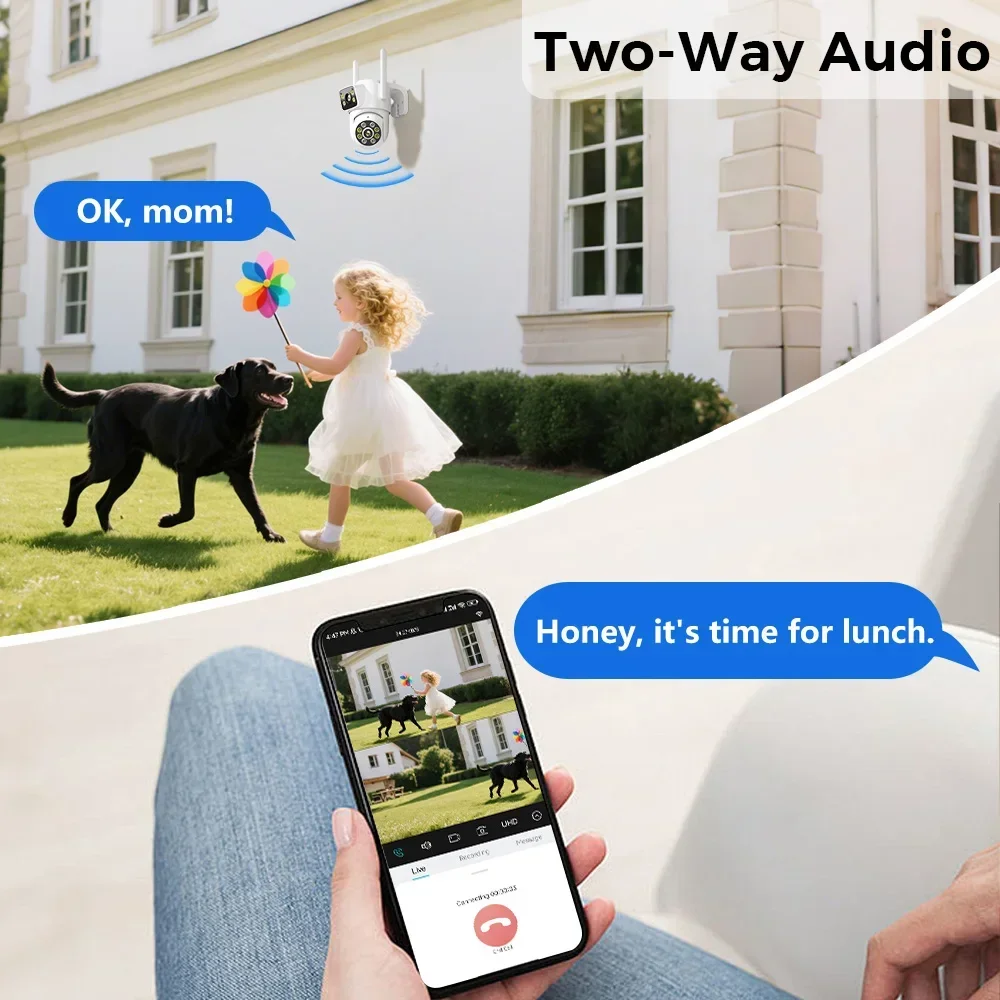 8MP 4K Wifi PTZ Camera Dual Lens Dual Screens Surveillance Camera Outdoor 2MP 4MP HD Night Vision Home Security Camera ICSEE APP 5