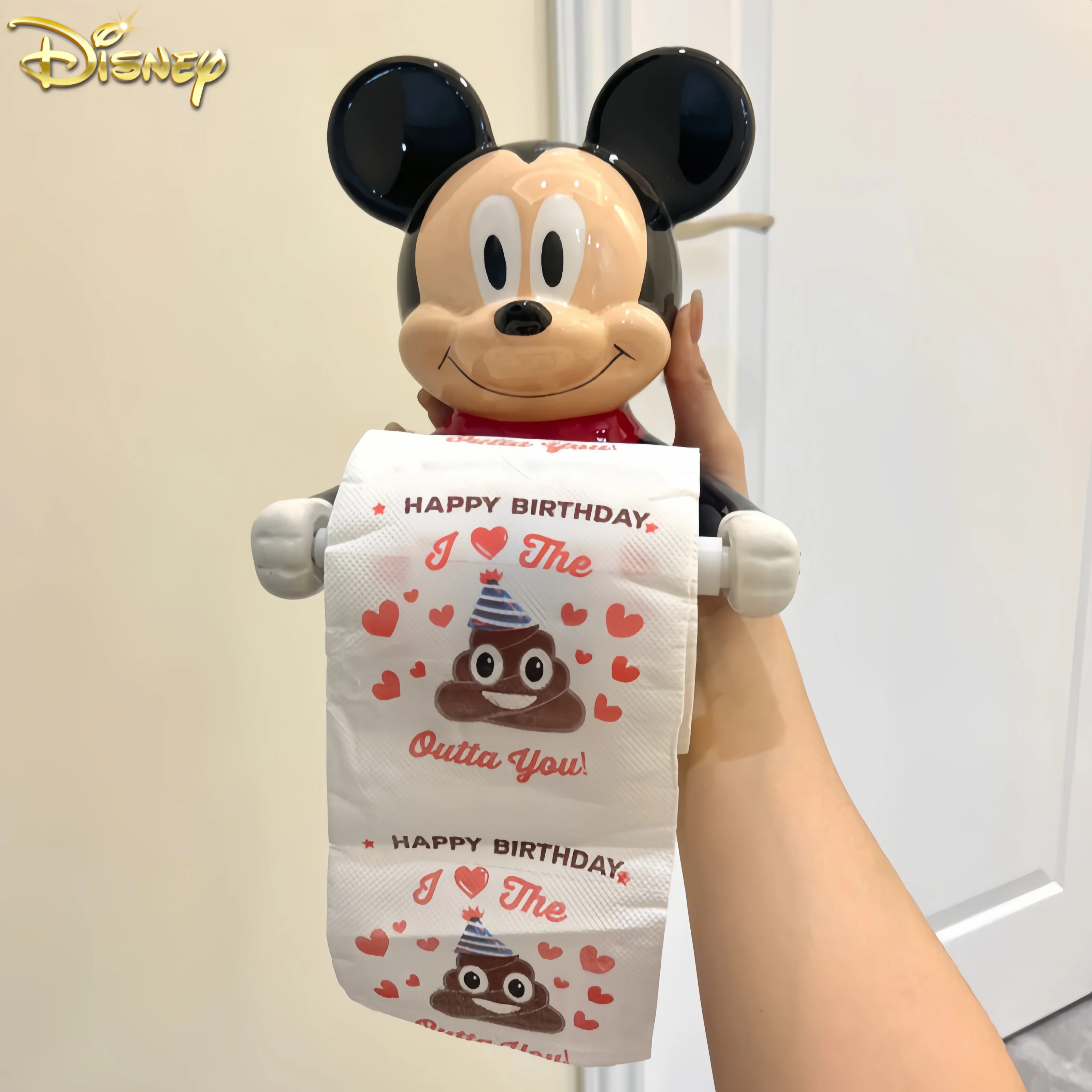 

Disney Mickey Mouse Creative Toilet Bathroom Shelf Cartoon Perforation-free Toilet Paper Wall-mounted Paper Roller Ceramic Gift