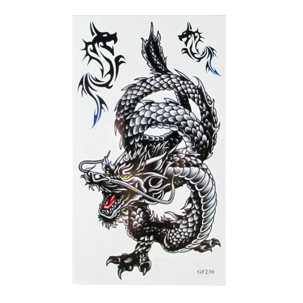 Tatuaje temporal con diseño de dragón chino para hombre y mujer, tatuaje  falso de gran tamaño, calcomanía fresca| | - AliExpress
