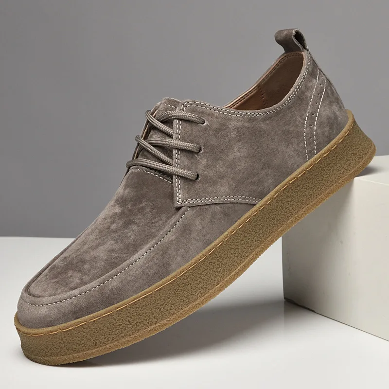 

Fashion Vintage Men Leather Shoes Casual British Handmade Tooling High Top Round Toe Lace-Up Skate Shoes Men Flat Designer Shoes