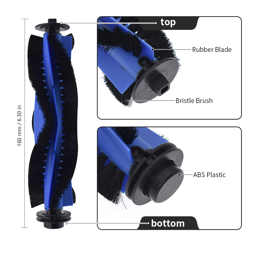 Universal Roller Side Brush Filter Replacement Accessories for Robot Vacuum Cleaners
