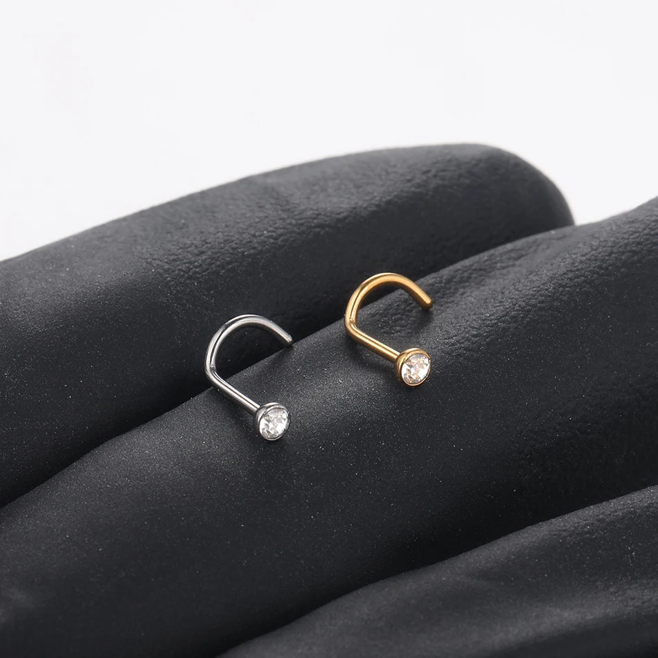1Pc/10Pcs G23 Titanium Zircon Nose Screw Piercing Nose Stud 20G 18G Nostril Earrings Nariz Stud Piercing Body Jewelry Piercing Jewelry Body Piercing Jewelry Body Jewelry Body Piercing Earrings Nose Studs