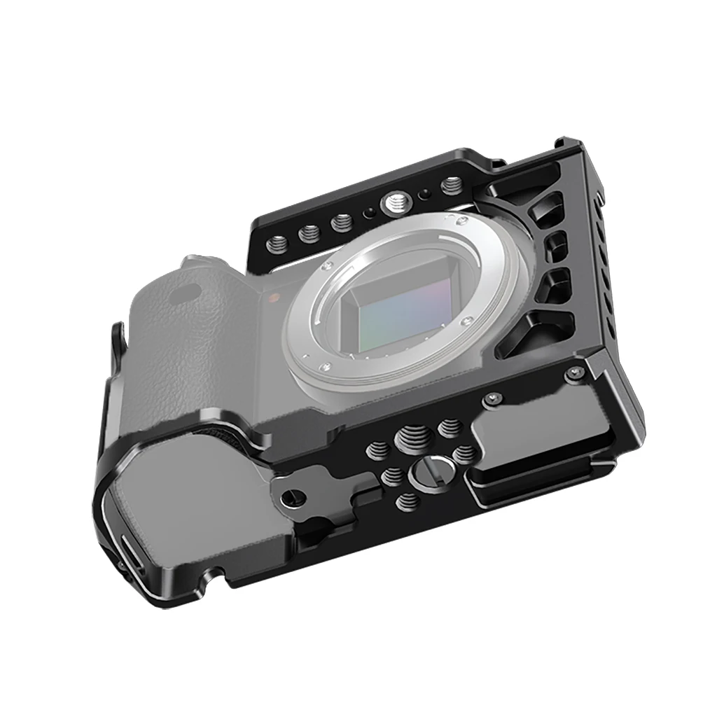 Aluminium Kamerakäfig Rig Kaltschuhhalterung 1/4 3/8 Schraubenlöcher für Sony A6500 A6400 A6300 A6000 Stabilisator Lichtverlängerungshalter – Detail 8