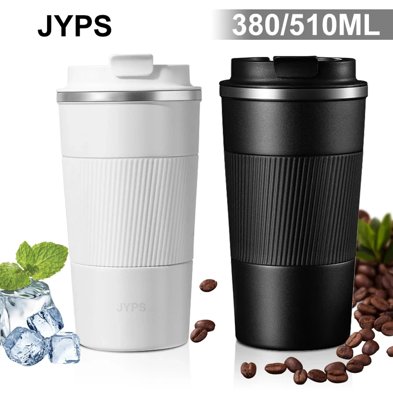 380ml/510ml Coffee Thermos Mug Leak-Proof Non-Slip Car Vacuum Flask Travel Thermal Cup Double-Wall Stainless Steel Water Bottle