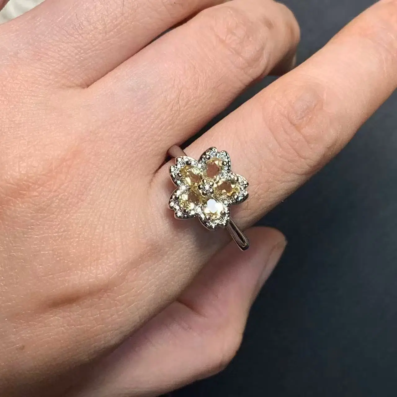 MM Natural Citrine Ring Adjustable Female Ring Jewelry for Women Gift Wholesale High Quality Vintage Fine