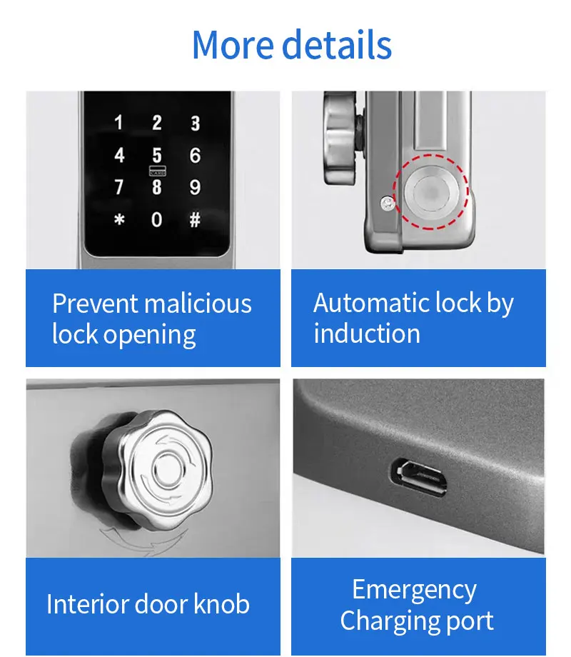 Tuya Wifi APP Control Smart Fingerprint RFID Card Outdoor Door Intelligent Lock