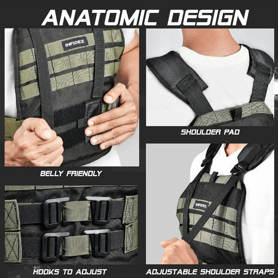Adjustable from 16-31 lbs，Tactical Adjustable Weighted Vest with Weight Plates Included, Quick Release Strength Training Weight,