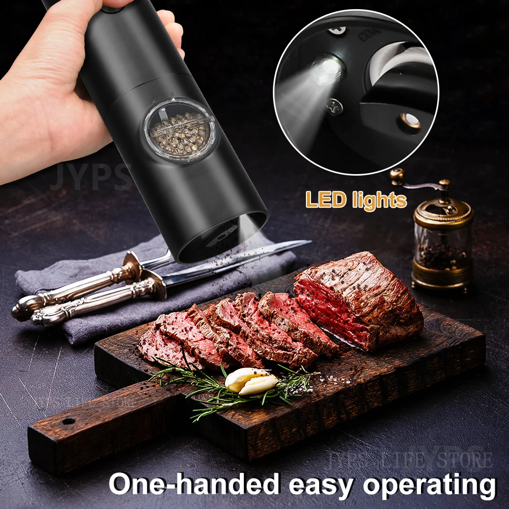 Electric Pepper Grinder - Rechargeable Salt Pepper Mill, LED