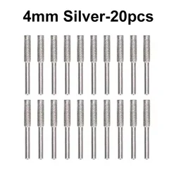 20Pcs Diamond Coated Burr Sharpening and Carving Tool Set (Silver 20pcs 4mm)