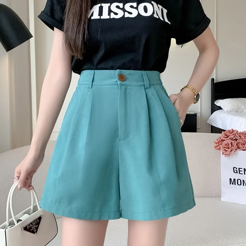 Casual Womens Short Elasticity High Waisted Shorts Nylon Cotton Shorts Women Summer Women Clothing Wide Leg Pants Black Shorts