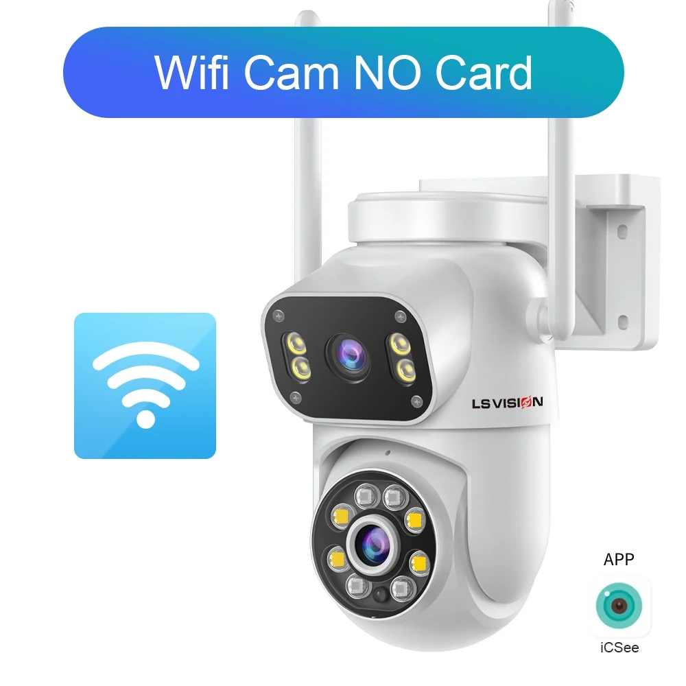 LS VISION Dwukamerowa Kamera Solarna Zewnętrzna 4G/Wifi, Bezpieczeństwo, 4K, PIR, Śledzenie Człowieka, Monitoring CCTV, V380 Pro, Wodoodporna