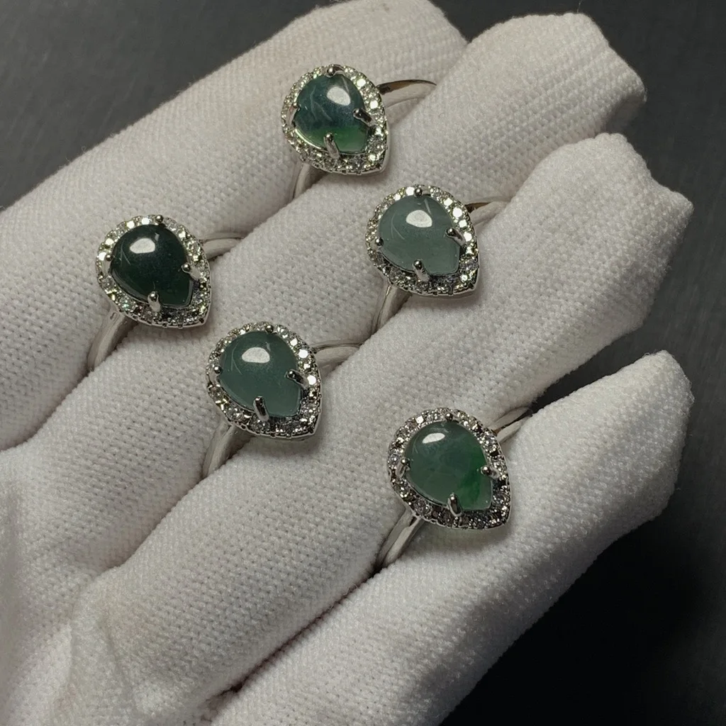 Natural Burma Jade Ring Adjustable Female Ring Jewelry for Women Gift Wholesale High Quality Vintage Fine