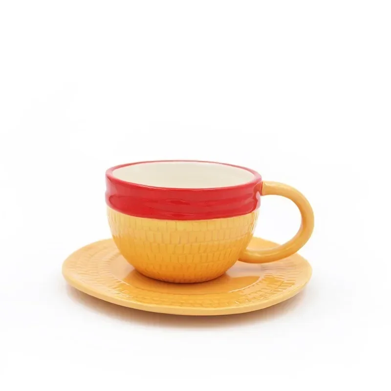 Quirky Cartoon Ceramic Mug and Saucer Set - Whimsical Breakfast Mug