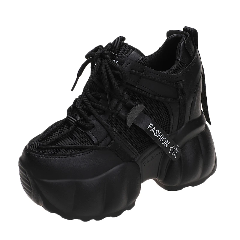 

Кроссовки женские на платформе и танкетке, массивная дышащая сетчатая повседневная обувь, высокий каблук 11 см, спортивная обувь на осень