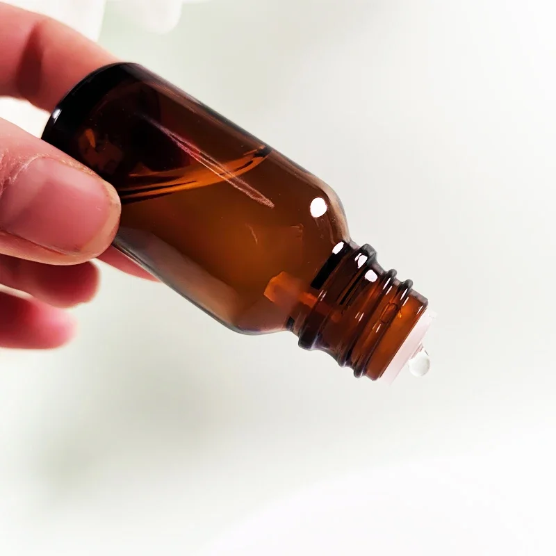 Refillable Amber Glass Bottles for Essential Oils - Set of 6 with Droppers and Caps