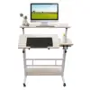 Mobile Stand Up Desk Adjustable Laptop Desk With Wheels Home Office Computer Table-White 1