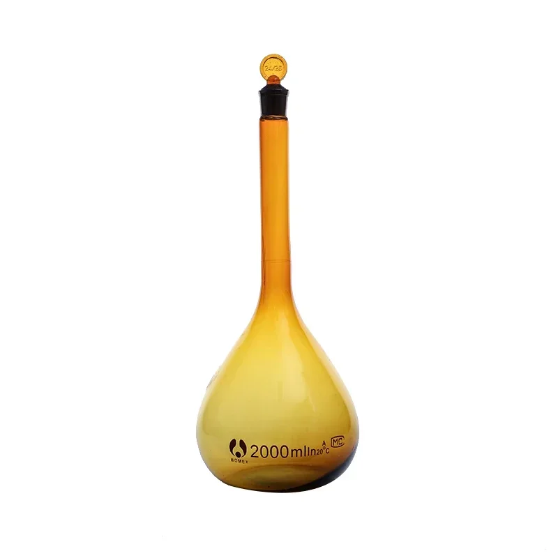1pcs 1/2/5/10/25/50/100/200/500/1000ml Class A Borosilicate Glass Lab Brown Volumetric Flask With Stopper
