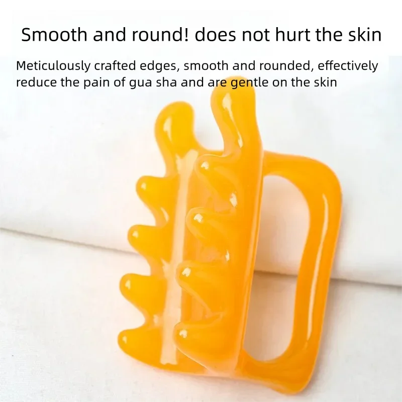 Guasha Tool Tooth Gua Sha Massagers for Body Back  Neck Double Row Resin Beeswax Amber Spine Waist Shoulder Massage Scraper