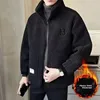Men's Fashion Thickened Fleece Lined Long Sleeve Lamb Fur Jacket Autumn Winter New Style Warm Trendy Cotton Coat for Men