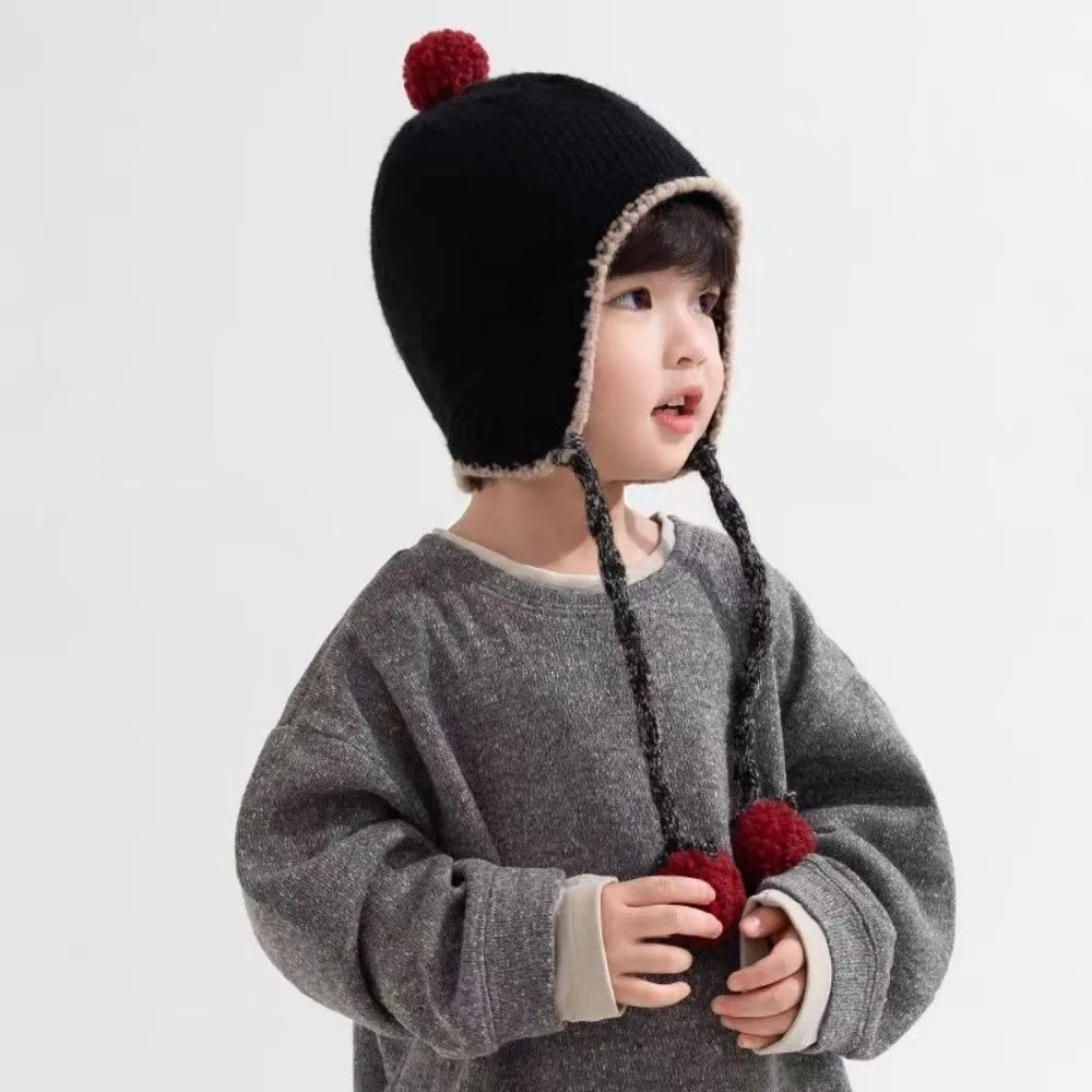Polyester Fiber Kids Ear Protection Beanie Hat for Cold Weather
