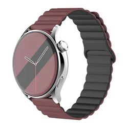 Premium Silicone Magnetic Loop Watch Band - Universal Fit for 22mm watch band (9.Wine and black)