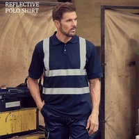 Navy Reflective Polo with Buttons