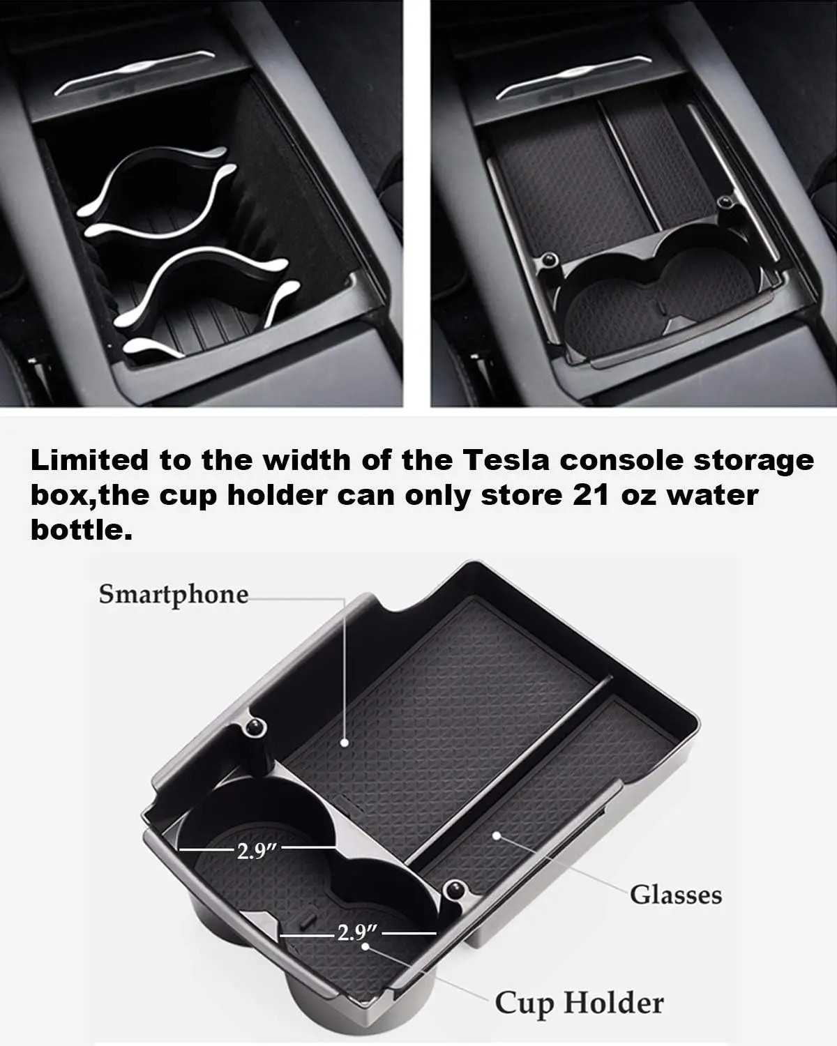 Armsteun Opbergdoos Organizer voor Tesla Model S Model X Plaid/Lange