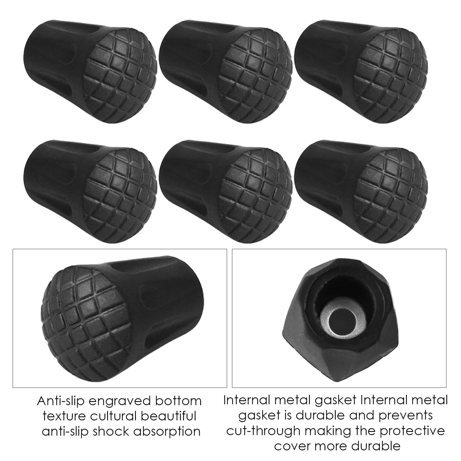 Nordic Walking Pole Stick End Trekking Pole Tip Protectors Rubber Pads Buffer Replacement Tips End For Hiking Stick 6Pcs/set