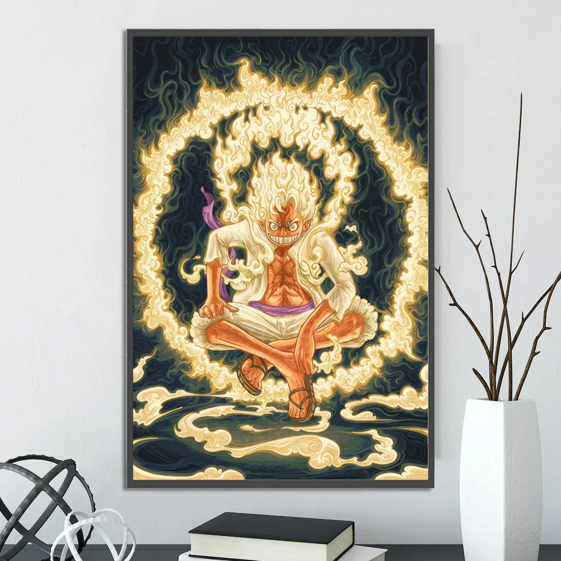 thumbnail image 1 of Póster autoadhesivo de One Piece Luffy Gear 5, papel tapiz de dibujos animados, decoración del hogar, pintura de Zoro, arte de pared de anime, sangre caliente clásica, 1 of 5