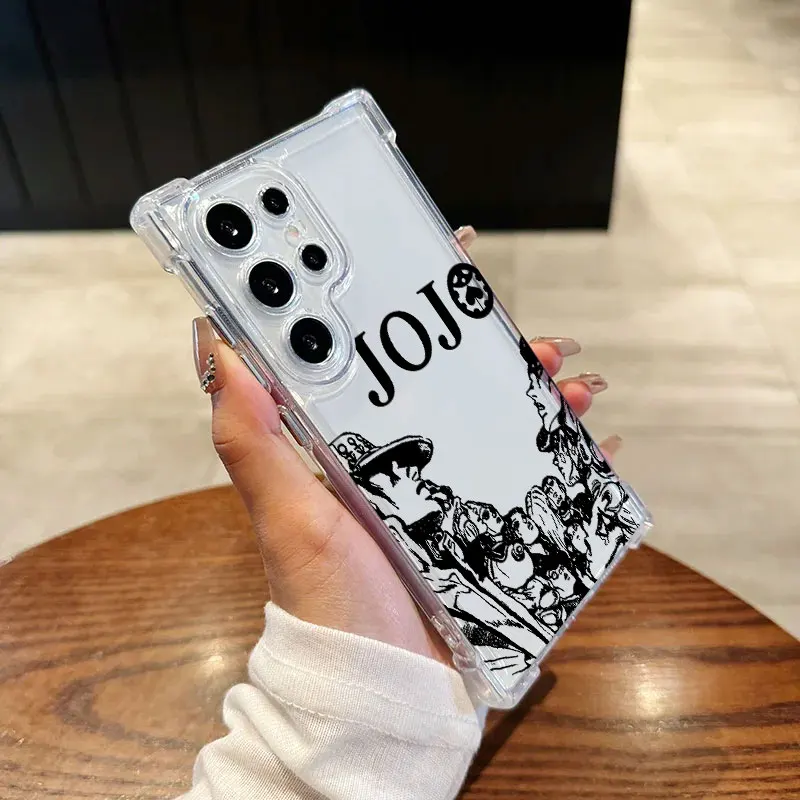 Anime-Inspired JOJO Kujo Jotaro Clear Shockproof Phone Case with Silicon Cover