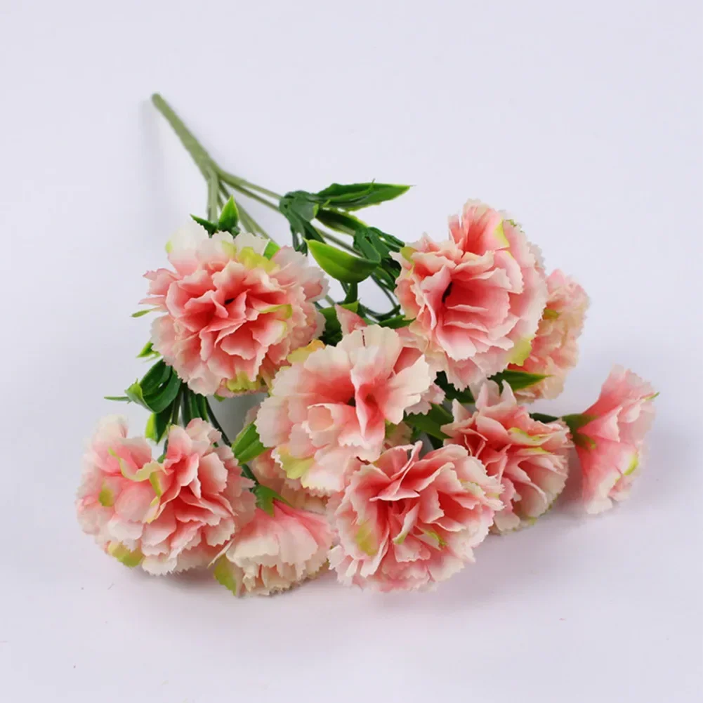 Bouquet da 28 cm, 10 garofani a stelo, per esterni, resistente ai raggi UV, non sbiadisce, mini petali di seta di garofano, piante finte per foto, decorazioni per casa, feste e matrimoni