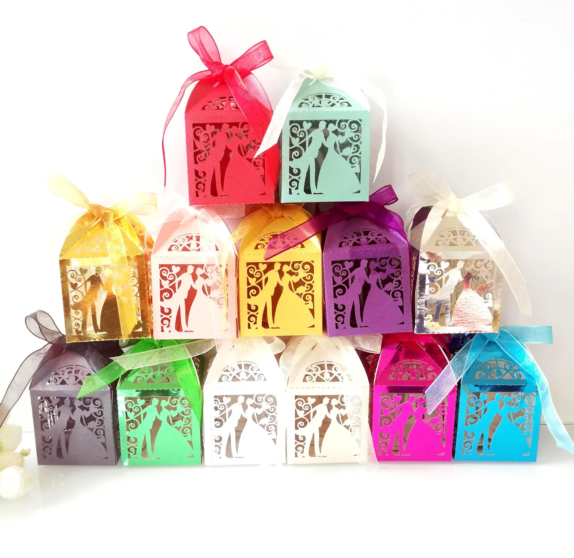 25pcs Wedding Bride Bridegroom Boutique Gift Box for Guest Favors Packaging Party Valentine's Day Gifts Wrapping Boxes Wholesale