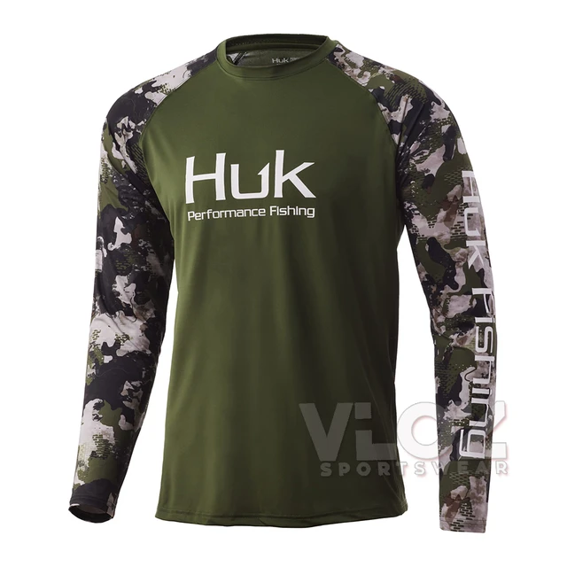 HUK Performance Fishing Shirts Men Long Sleeve UPF50 Sun Protection T-Shirt  Summer Breathable Soft Fishing