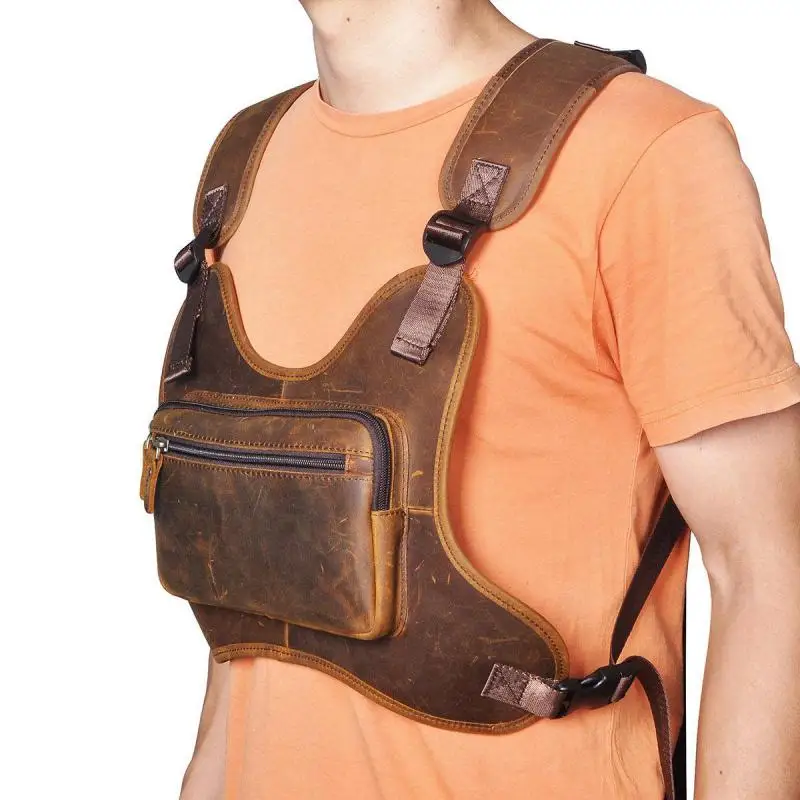 Top Casual Men's Travel Chest Bag Mobile Phone Camera Waist Pack Outdoor Genuine Leather Waist Bag Fanny Pack shoulder bags