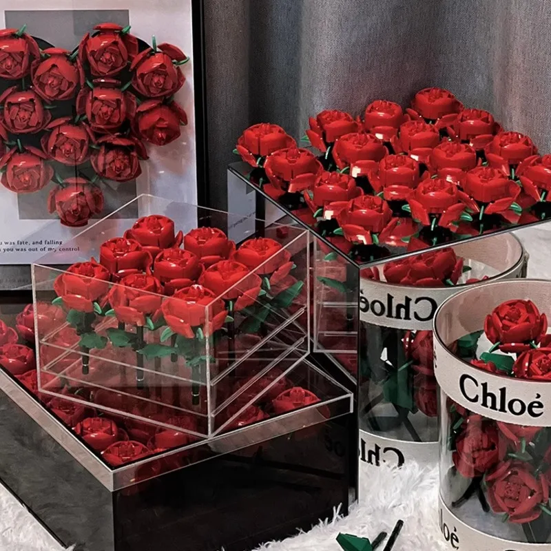 Migliori Blocchi Di Costruzione Rose Fiore Artificiale Bouquet Lego Ragazza Regalo Di San Valentino Regalo Compagno Di Nozze Decorazione Di Fiori Fint