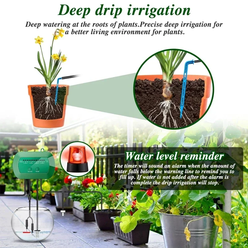 Solar automatic drip irrigation kit, plant watering system, indoor and outdoor garden, suitable for greenhouse, lawn, park, plants irrigation kits, drip irrigation