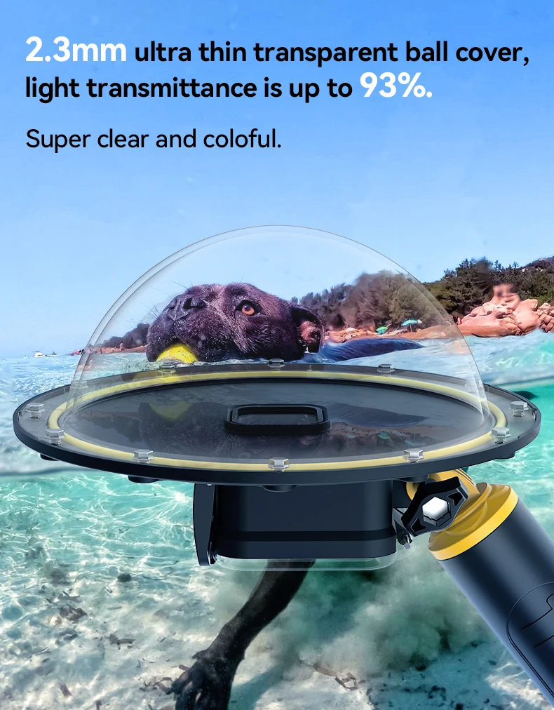 TELESIN 30M Waterproof Dome Port Underwater Housing Case With Floating Handle Tr