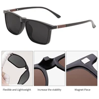 Men and Women Square Full Rim Glasses Frame Polarized Clip on Sunglasses With Colorful Clip Ons For Prescription Lenses 4