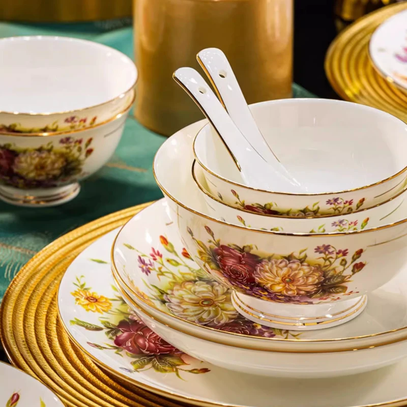 Ceramic Dinnerware Vajilla Fine Porcelain Luxury Dining Room