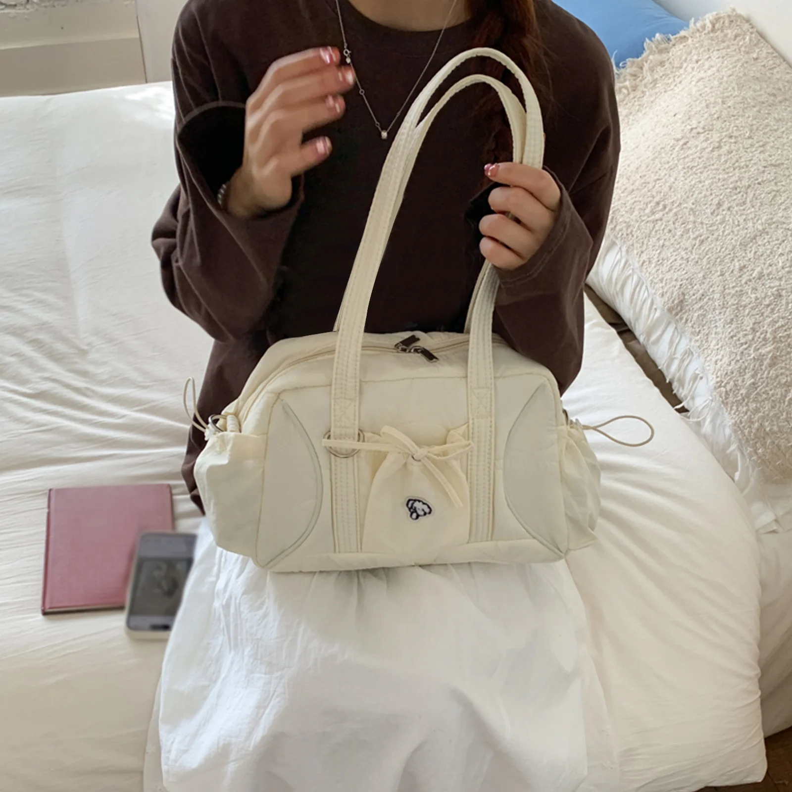 Women Nylon Shoulder Bag Large Capacity Crossbody Bag Multiple Pockets Tote Bags for Work Shopping Travel Daily