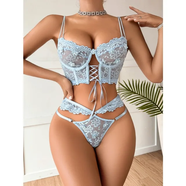 Mckenzie Beaded 3D Flower Lace Up Set 17