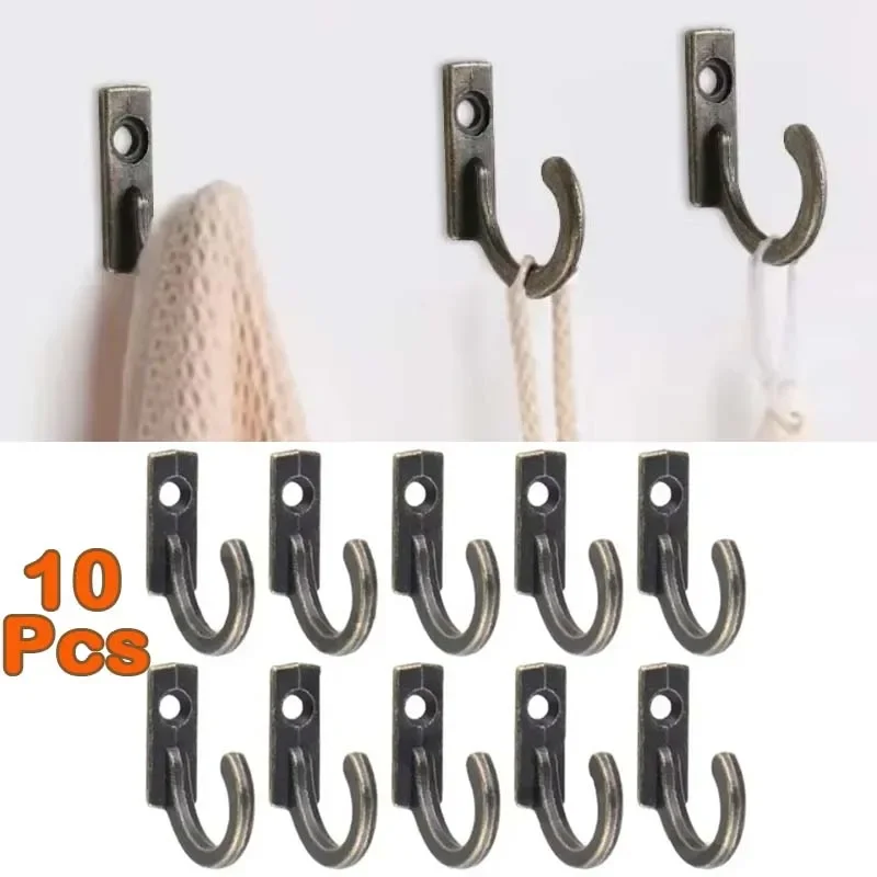 Wall Hanger 10Pcs Vintage Hooks Curved Buckle Horn Lock Clasp Hook For Wooden Jewelry Box Furniture Home Decor