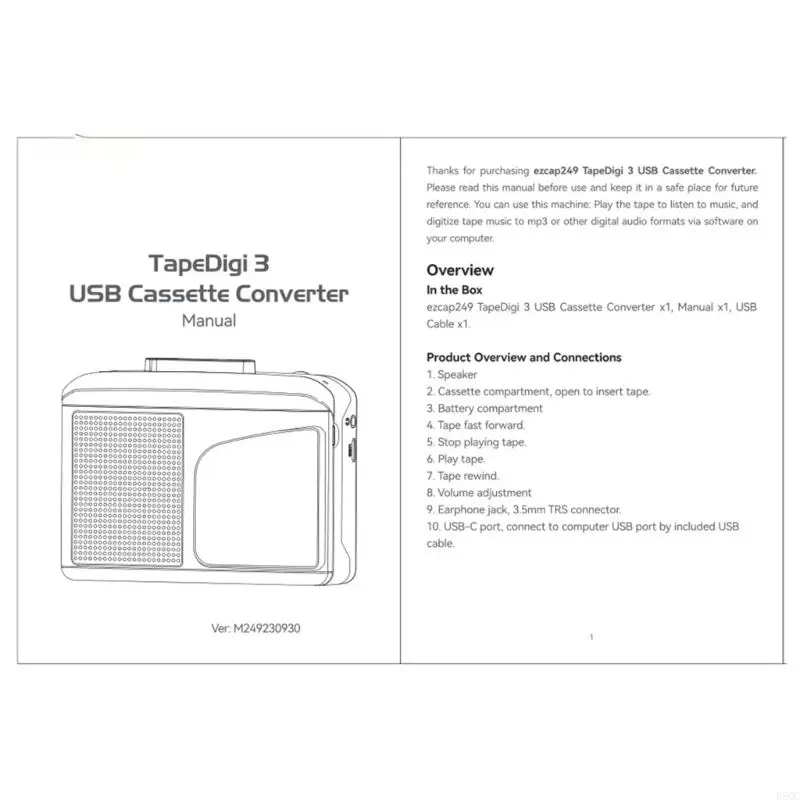 USB Cassette Tape to MP3 Converter for Easy Digitalization of Classical Music D5QC