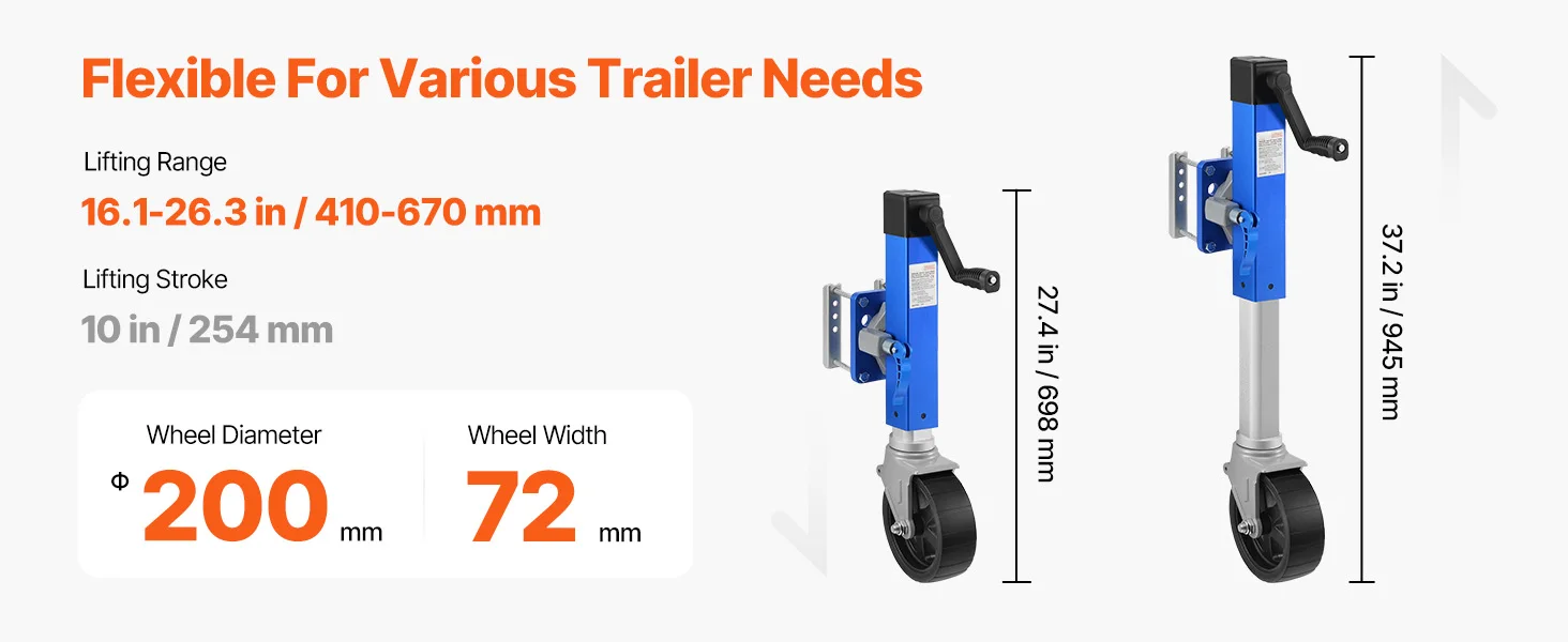 Adjustable height trailer jack