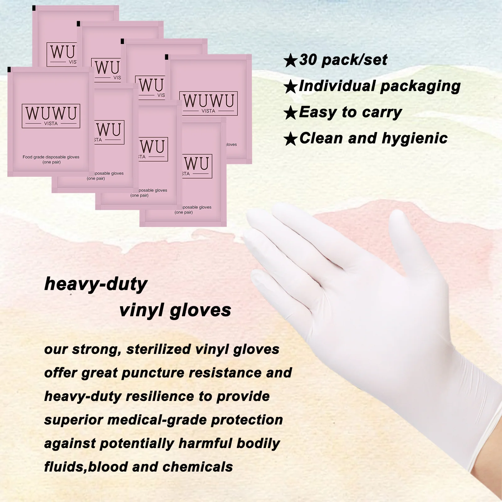 WUWUVISTA 30pair Individually Packaged Disposable Nitrile Gloves New Food Grade TPE Latex Gloves Non-Slip Gloves Wax Accessories 4