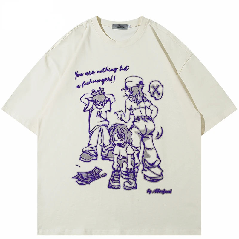 Мъжки забавни аниме графични тениски с анимационни филми, японска улична тениска Harajuku 2023 г., памучна тениска, хип-хоп, големи горнища, тениски
